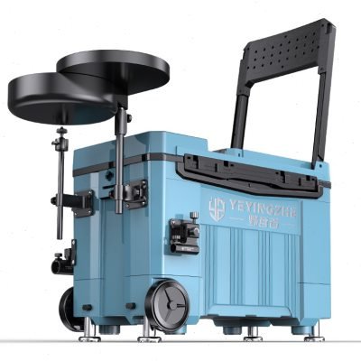 Camper's new 2023 multi-purpose fishing box full of wheeled, over-light bucket fishing gear gear